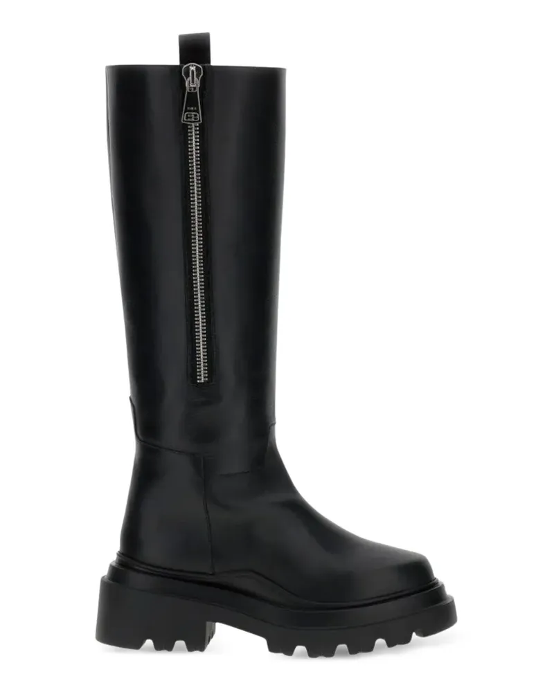 PLAN C Stiefeletten mit Profilsohle und Reißverschluss - Schwarz Schwarz