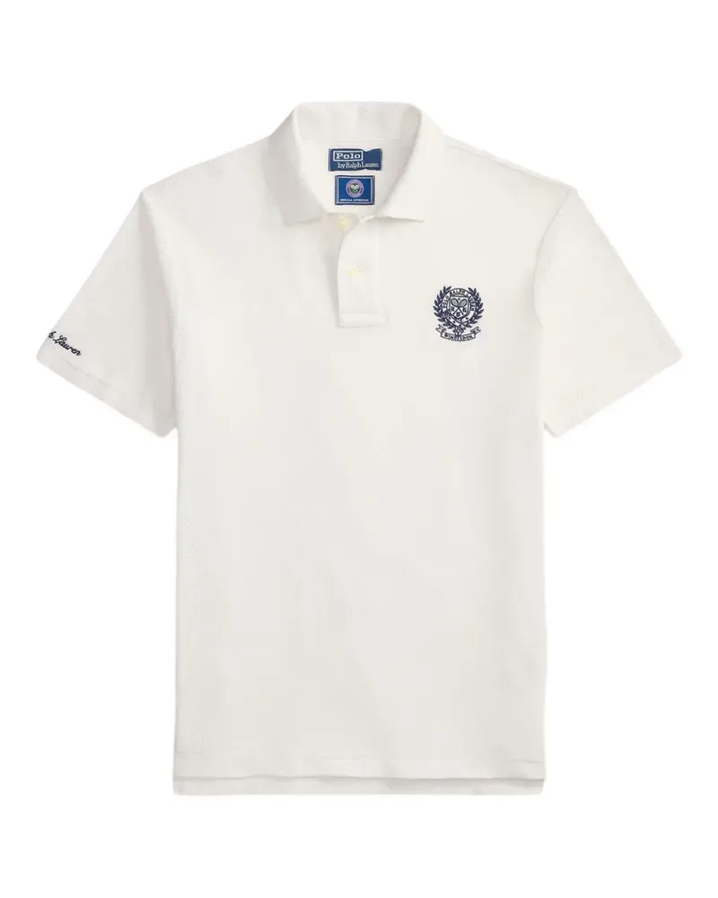 Ralph Lauren Poloshirt in Pointelle-Strick mit Wappen - Weiß Weiß