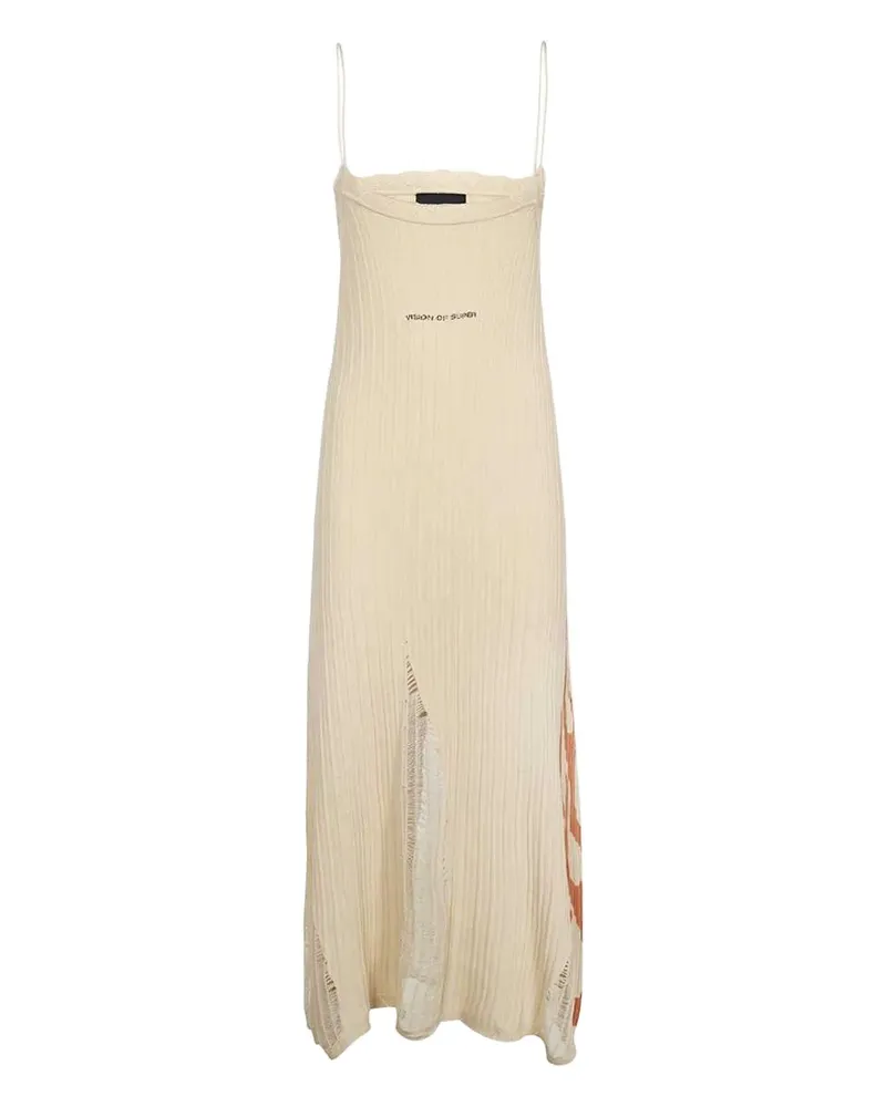 Vision Of Super flame-print midi dress - Nude Nude