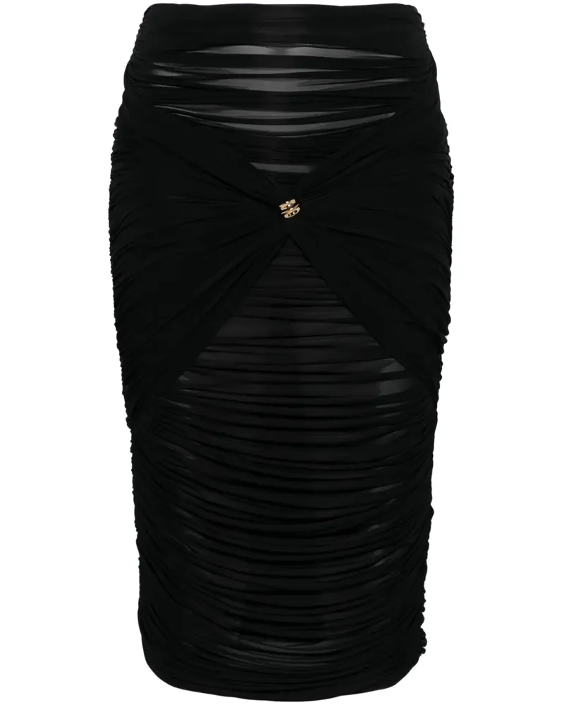 Elisabetta Franchi Drapierter Midirock - Schwarz Schwarz