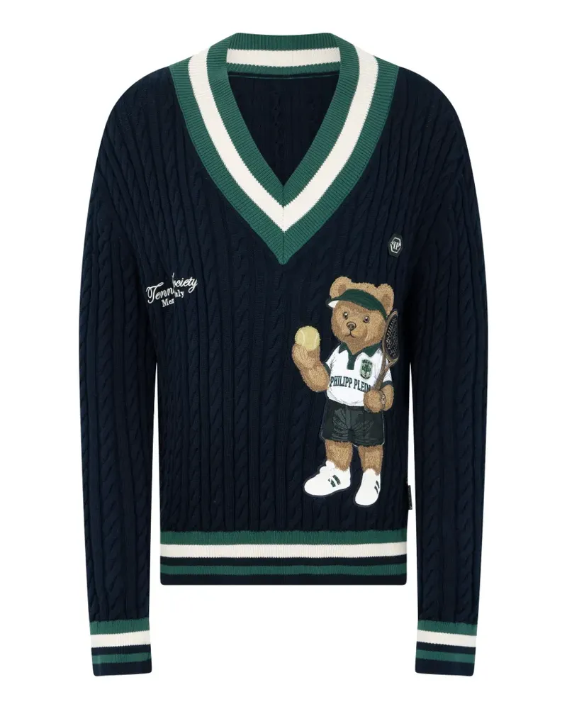 Philipp Plein V-neck teddy pullover - Blau Blau