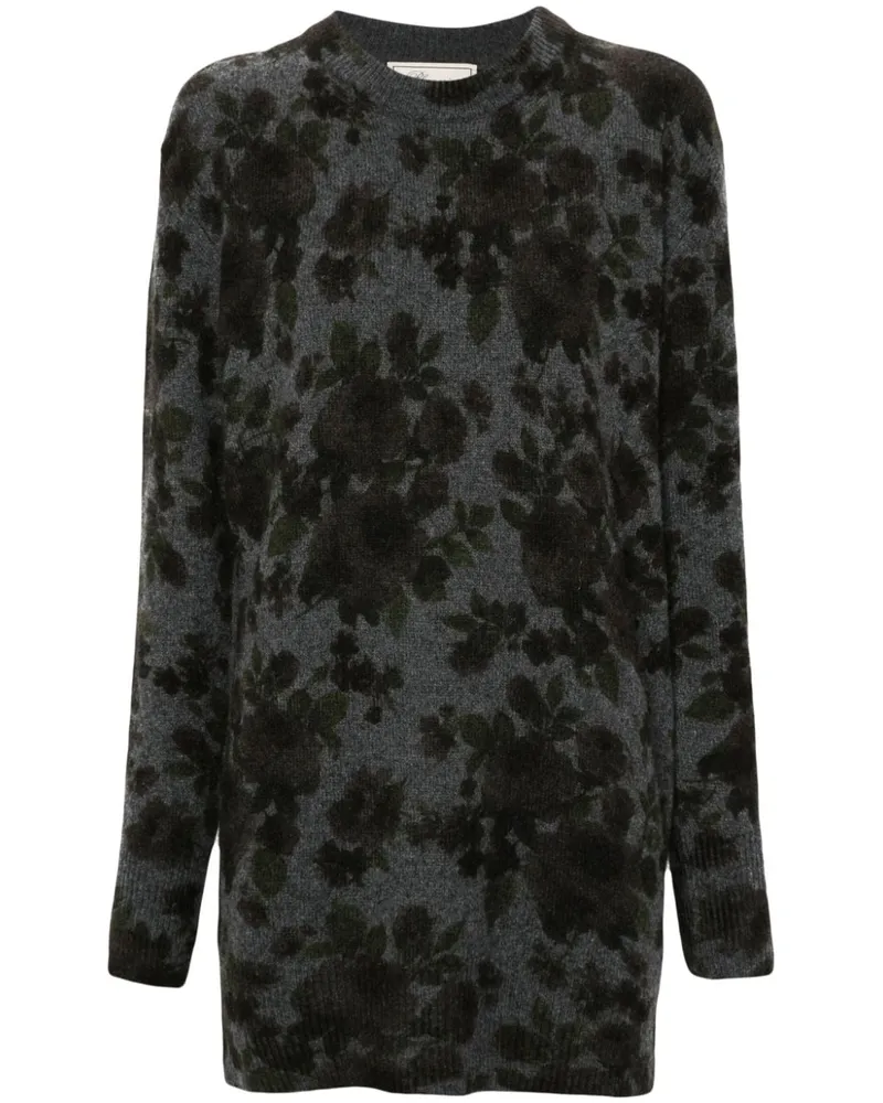 Blumarine Kleid mit Blumen-Intarsie - Grau Grau