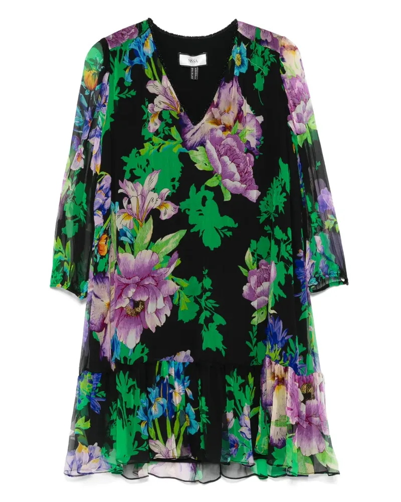 NISSA Kleid mit Blumen-Print - Schwarz Schwarz