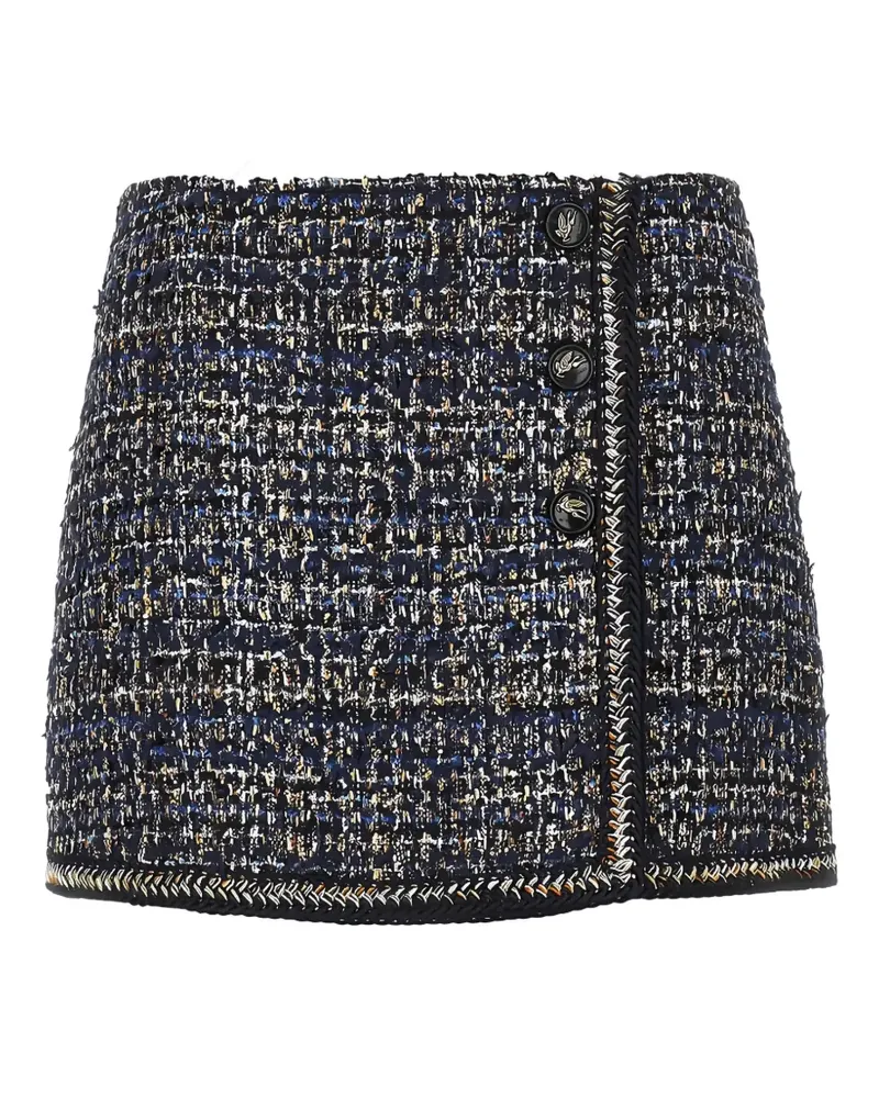 Etro bouclé-knit button-up mini skirt - Blau Blau