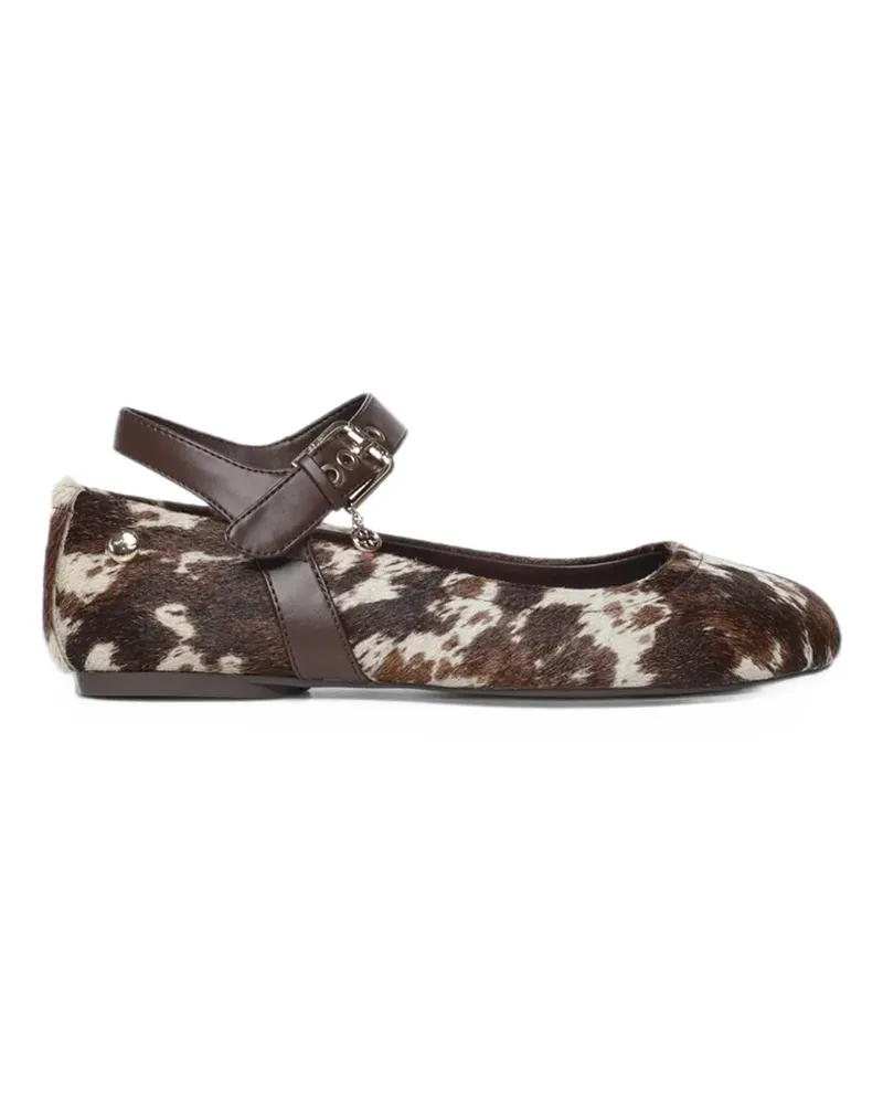 V°73 Ballerinas mit Kuh-Print - Braun Braun