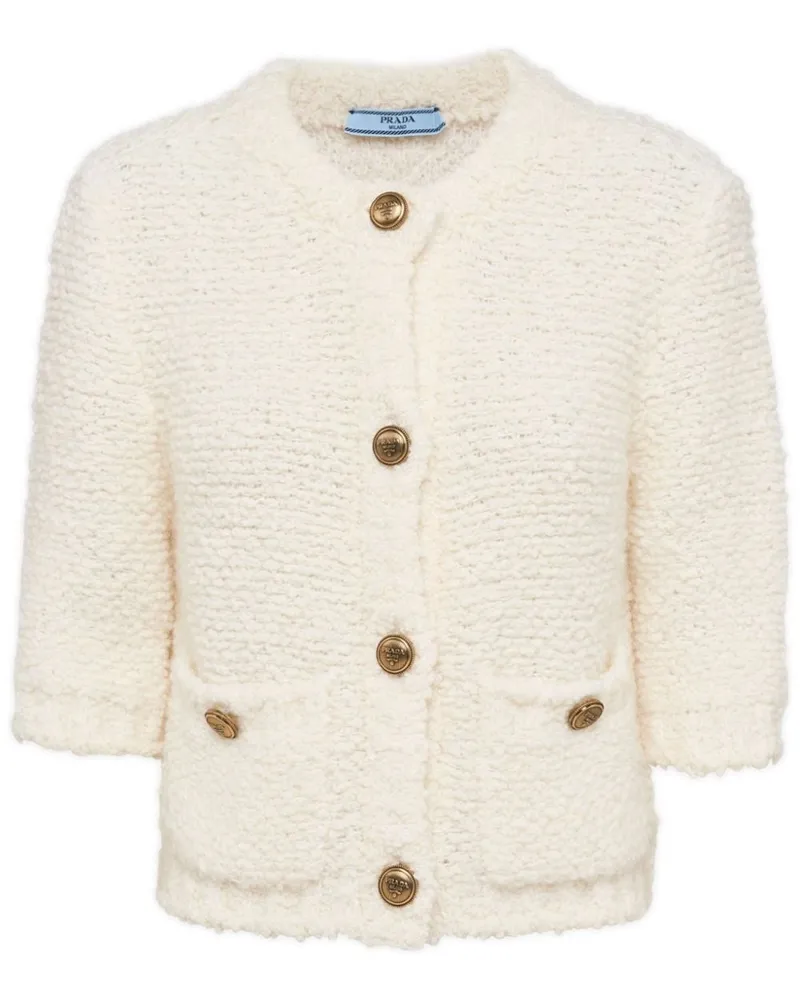 Prada Cropped-Cardigan aus Boucle - Weiß Weiß