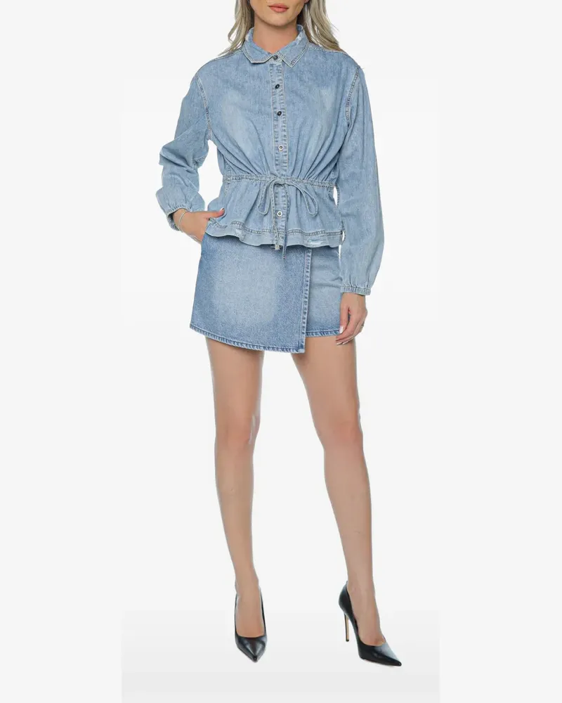 One Teaspoon drawstring-waist denim shirt - Blau Blau
