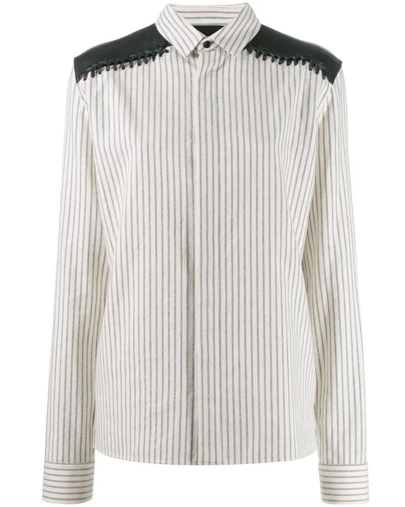 Haider Ackermann Gestreiftes Langarmshirt - Weiß Weiß