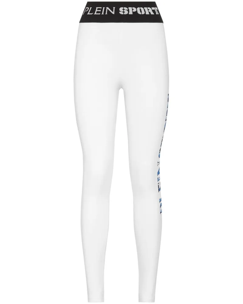 Philipp Plein Sport-Leggings mit Logo-Print - Weiß Weiß