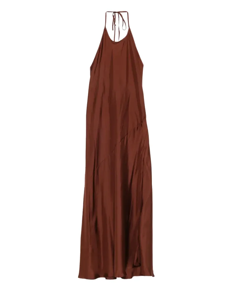 St. Agni halterneck twill maxi dress - Braun Braun