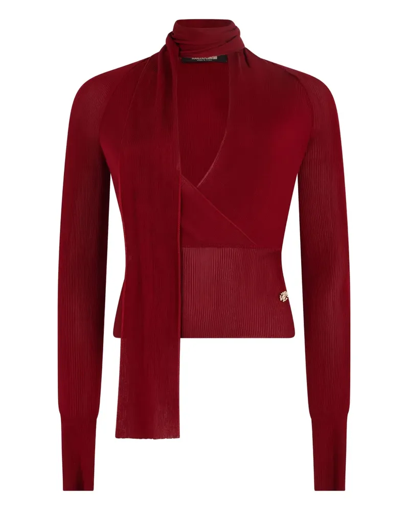 Roberto Cavalli Geripptes Strickoberteil im Wickelstil - Rot Rot