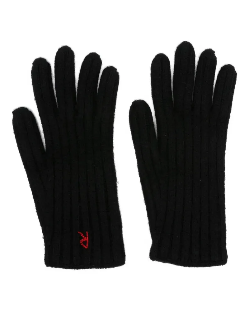 RUSLAN BAGINSKIY Gerippte Handschuhe mit Stickerei - Schwarz Schwarz