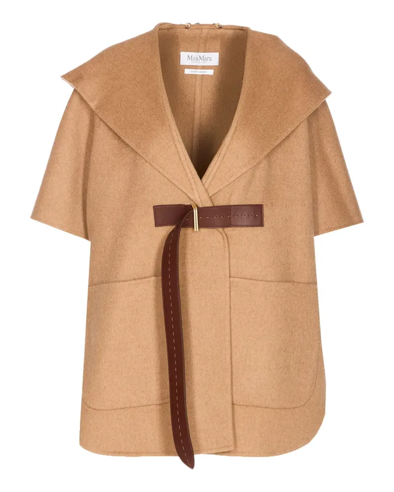 Max Mara Kapuzen-Cape mit Gürtel - Nude Nude