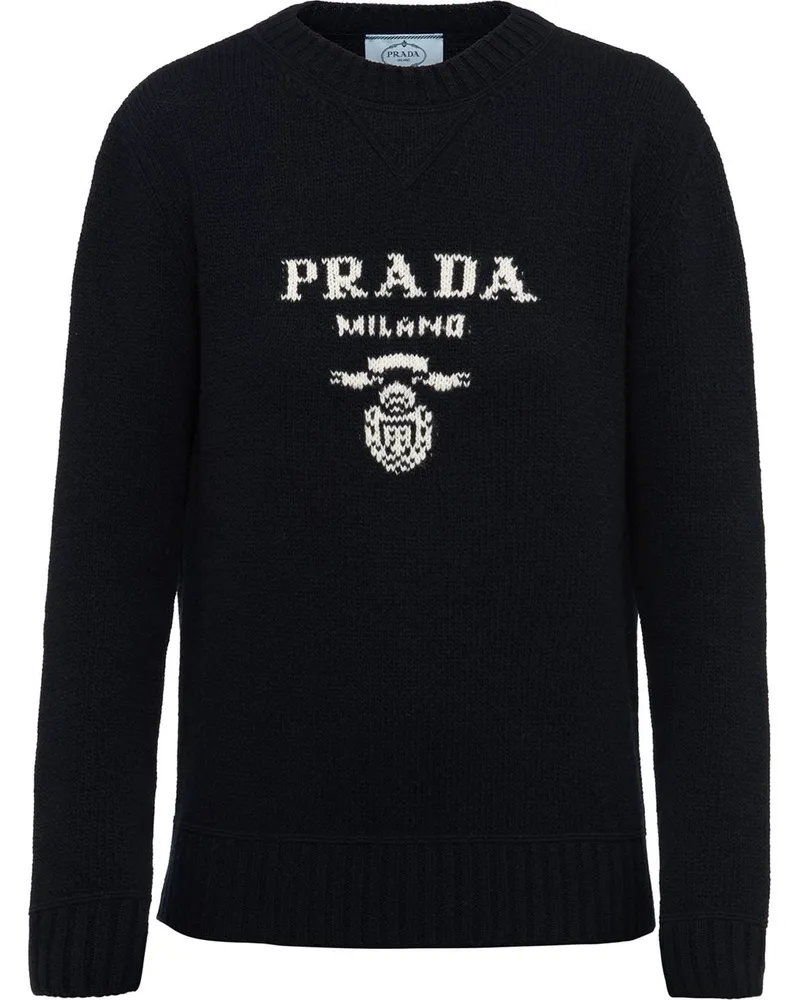 Prada Pullover mit Intarsien-Logo - Blau Blau