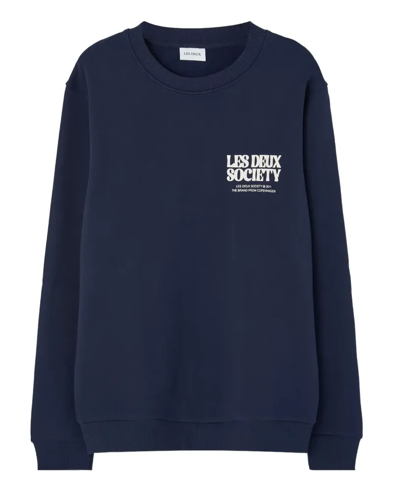 LES DEUX Society Sweatshirt mit Logo - Blau Blau
