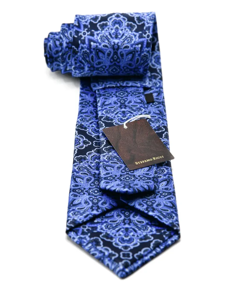 Stefano Ricci Seidenkrawatte mit Paisleymuster - Blau Blau