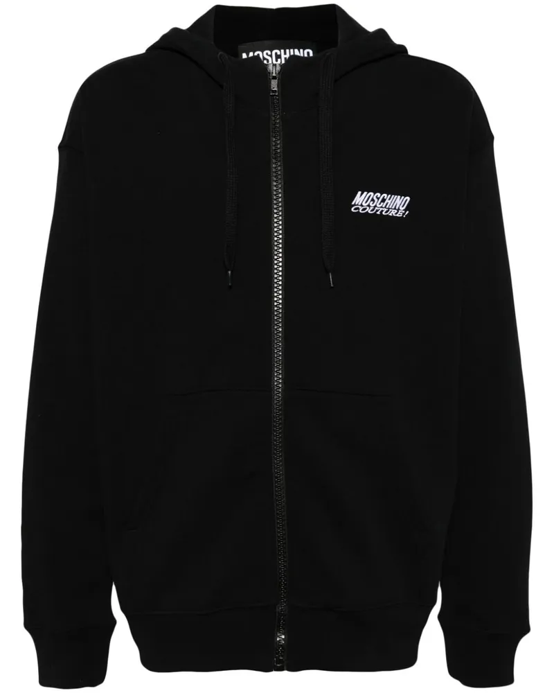 Moschino Kapuzenjacke mit Logo-Stickerei - Schwarz Schwarz