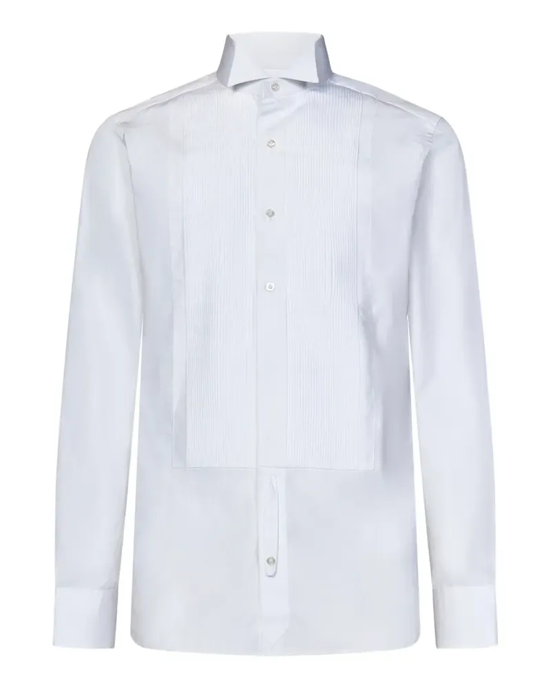 Tom Ford Plissiertes Plastron-Hemd mit Carlton-Kragen - Weiß Weiß