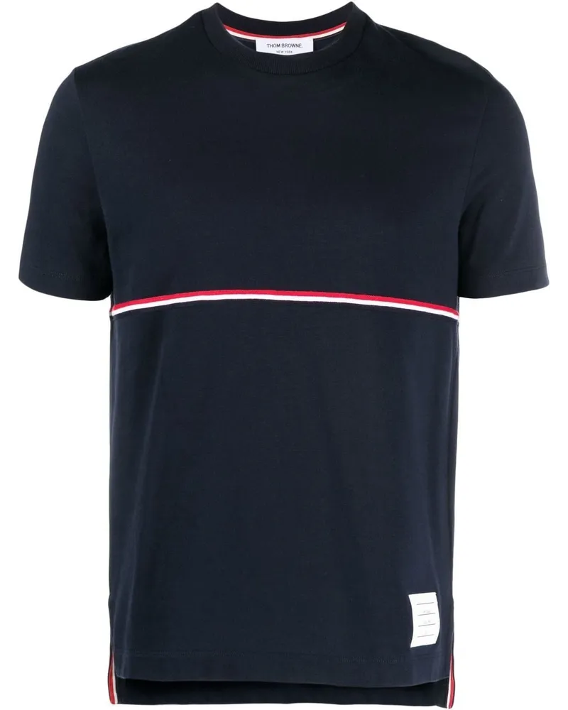 Thom Browne T-Shirt mit RWB-Streifen Blau