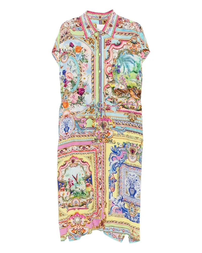 Camilla Midi-Hemdkleid mit Blumen-Print - Blau Blau