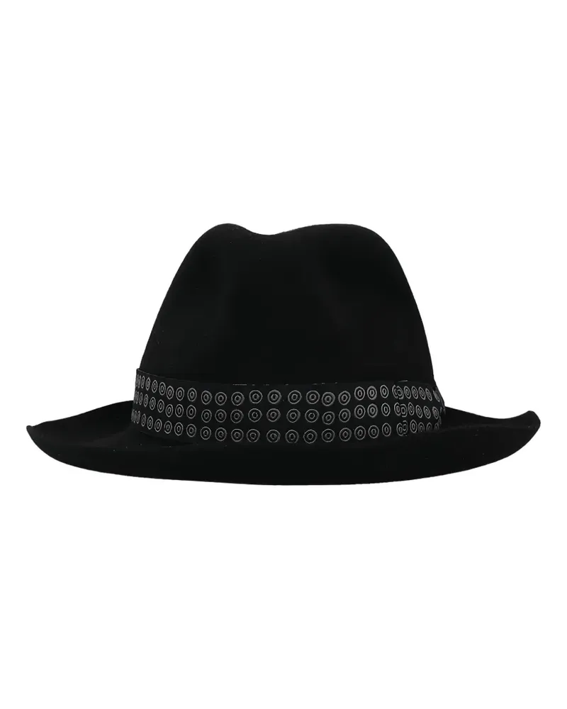 Borsalino x 10 Corso Como Circles Wollfilzhut mit Schleifendetail - Schwarz Schwarz