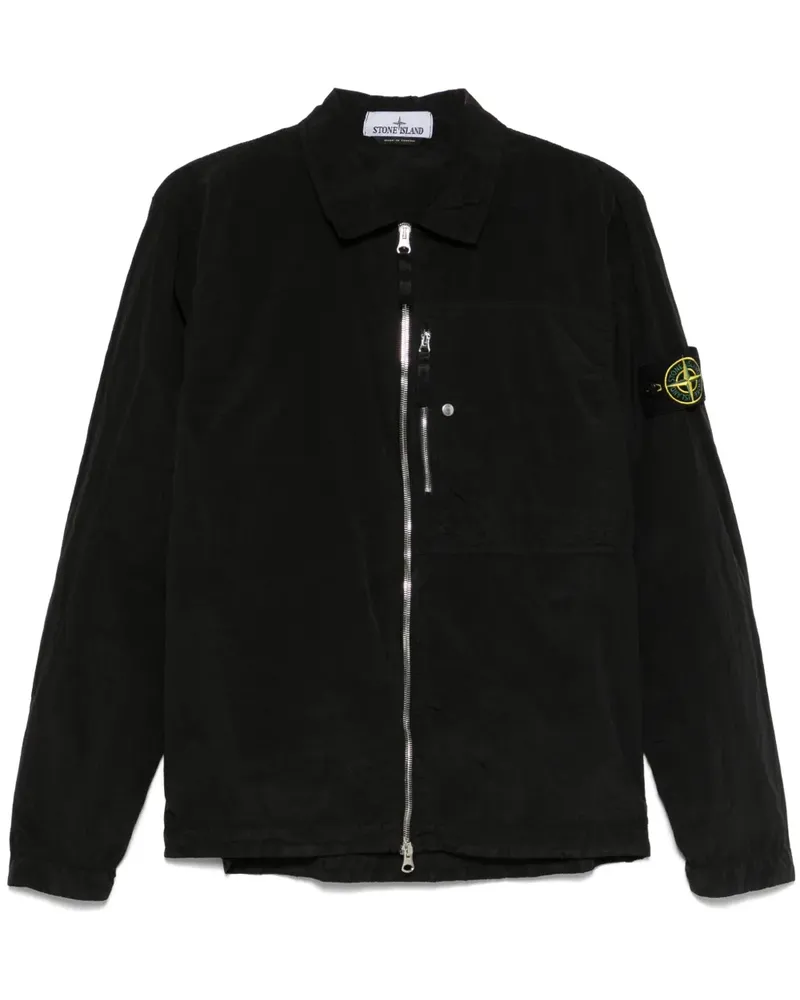 Stone Island Jacke mit Kompass-Patch - Schwarz Schwarz