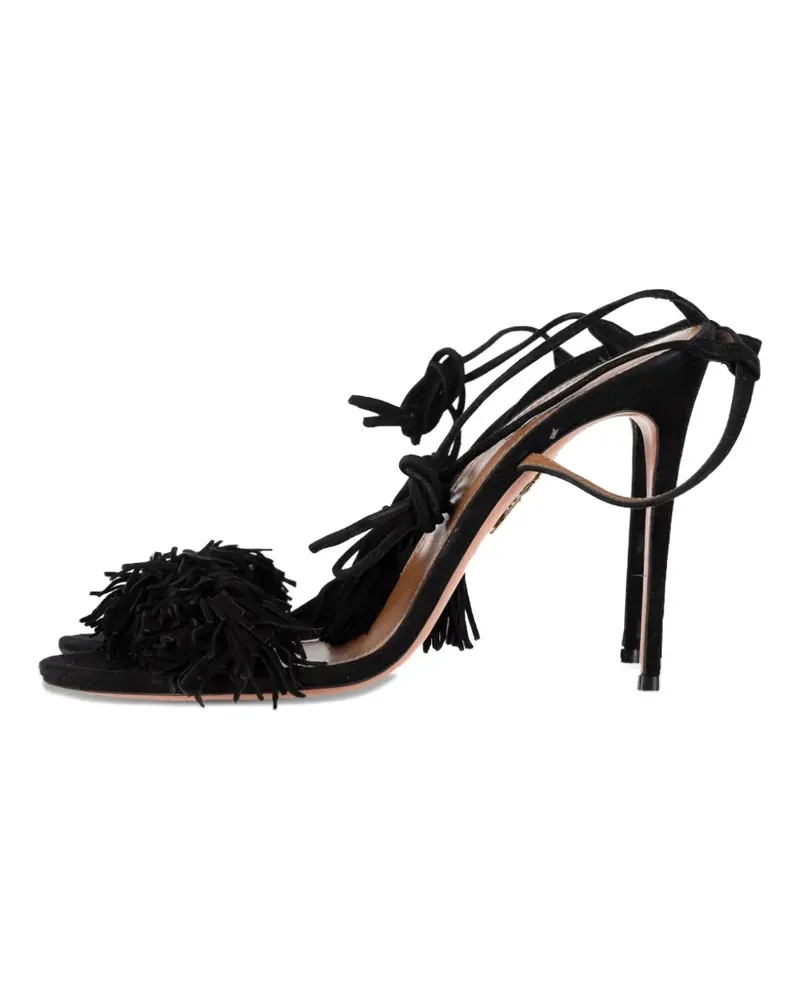 Aquazzura fringed tie heeled sandals - Schwarz Schwarz