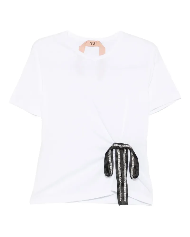 N° 21 bow-detail crystal-embellished T-shirt - Weiß Weiß