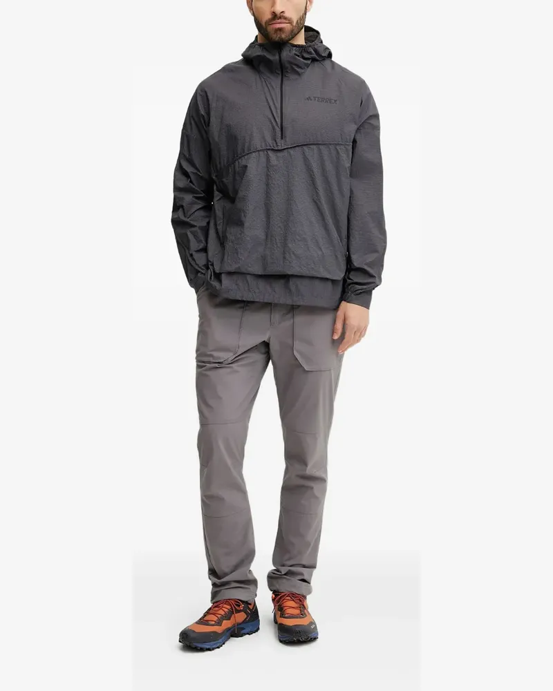 adidas Terrex Kapuzenjacke mit kurzem Reißverschluss - Grau Grau