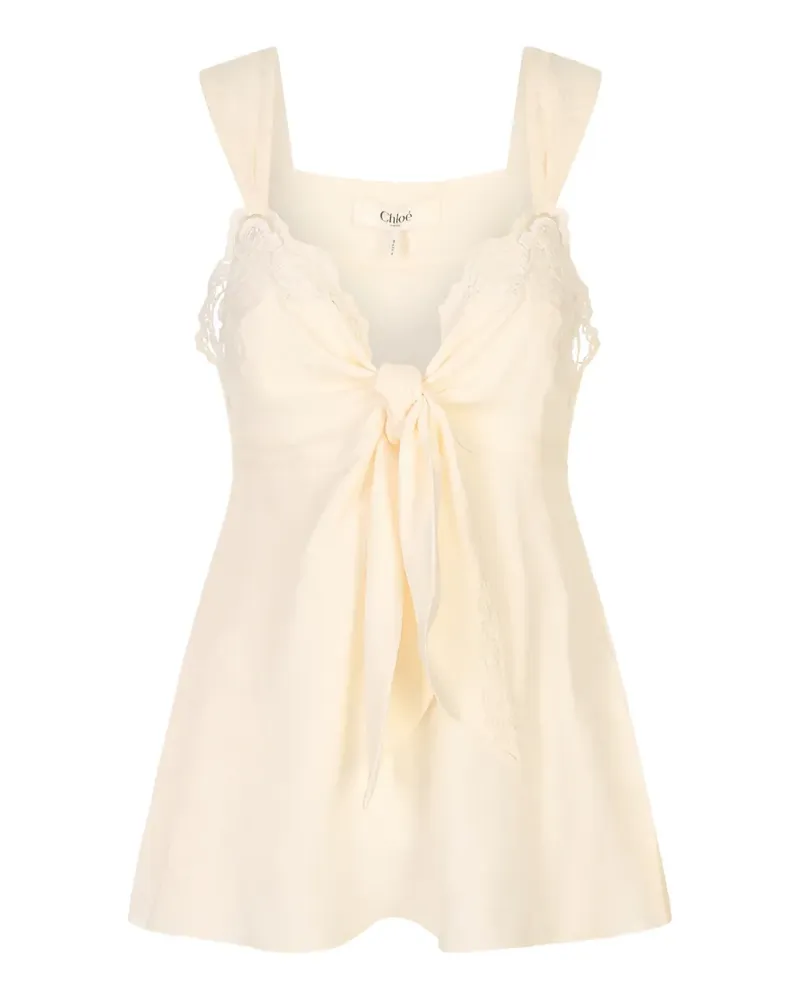Chloé lace-trim knotted sleeveless blouse - Weiß Weiß