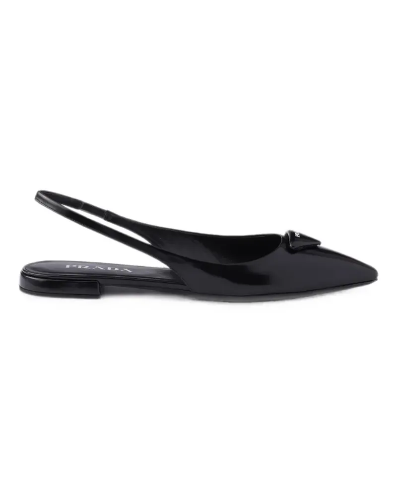 Prada brushed leather ballerina slingbacks - Schwarz Schwarz