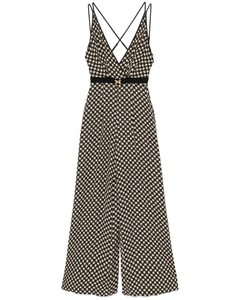Elisabetta Franchi Georgette-Jumpsuit mit Rauten-Print - Schwarz Schwarz