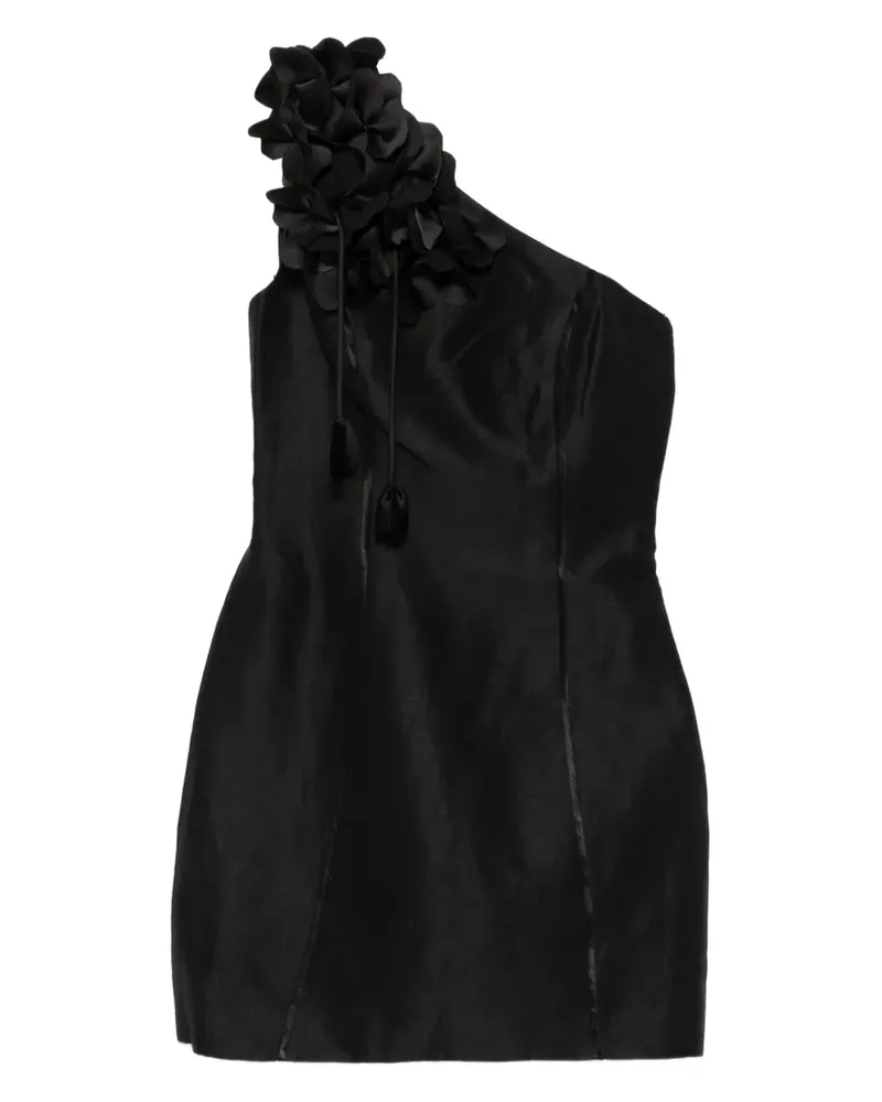 Aje. Camille One-Shoulder-Minikleid mit Blumenapplikation - Schwarz Schwarz