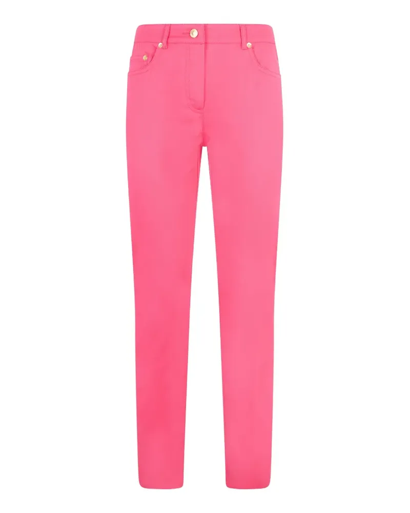 Moschino Gerade Hose mit Logo-Schild - Rosa Rosa