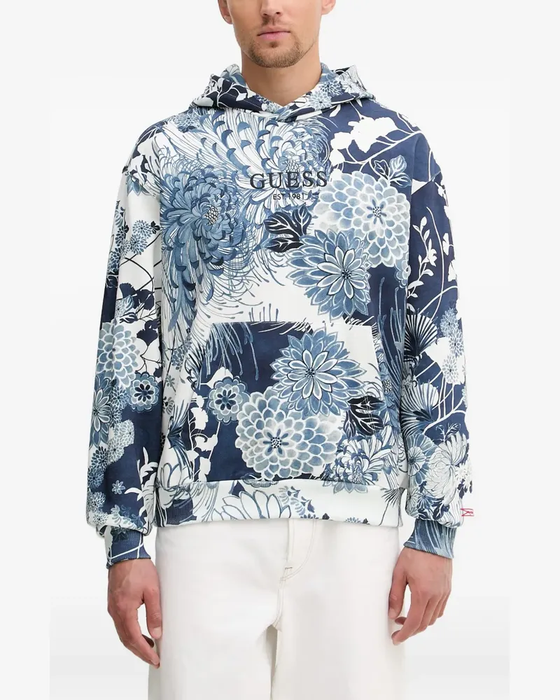 Guess floral-print hoodie - Blau Blau