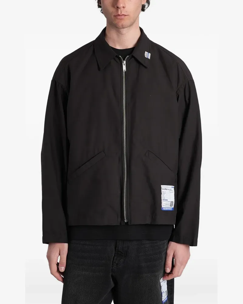 MIHARAYASUHIRO logo-patch zip-up jacket - Schwarz Schwarz