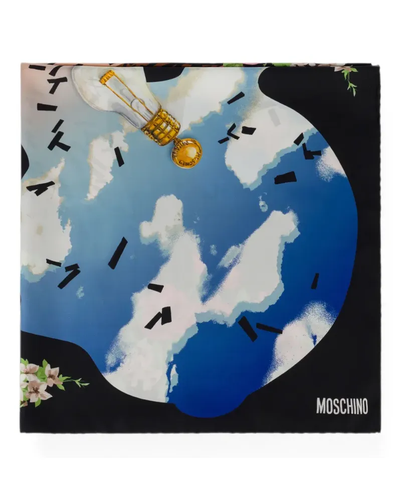 Moschino Seidenschal mit grafischem Print - Schwarz Schwarz