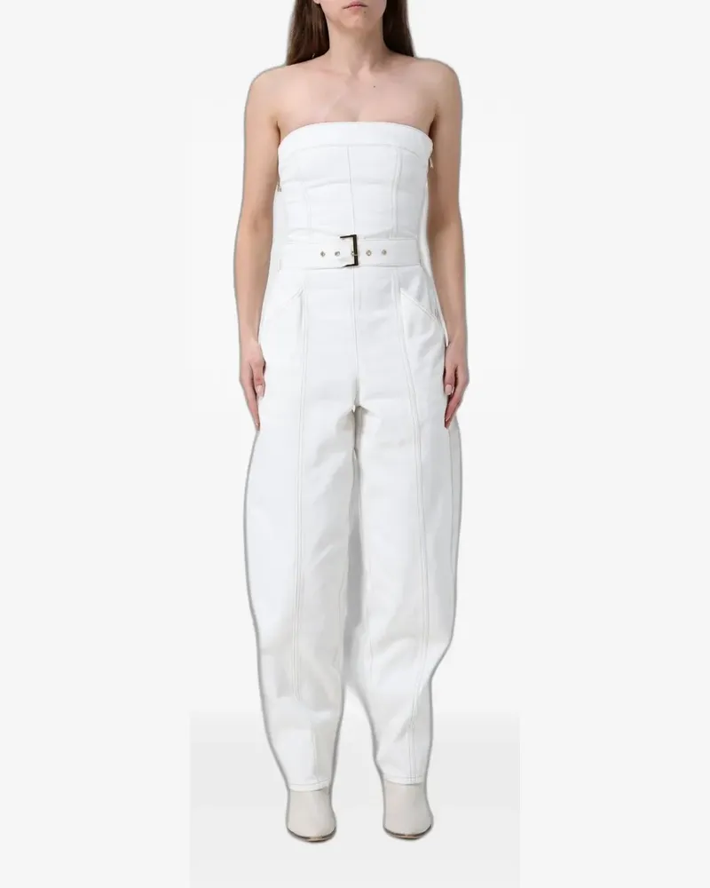Armani Exchange belted-waist strapless jumpsuit - Weiß Weiß