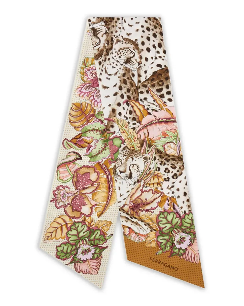 Ferragamo Cheetah-print silk scarf - Nude Nude