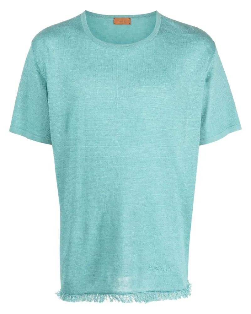 Alanui Fein gestricktes T-Shirt aus Leinen - Blau Blau