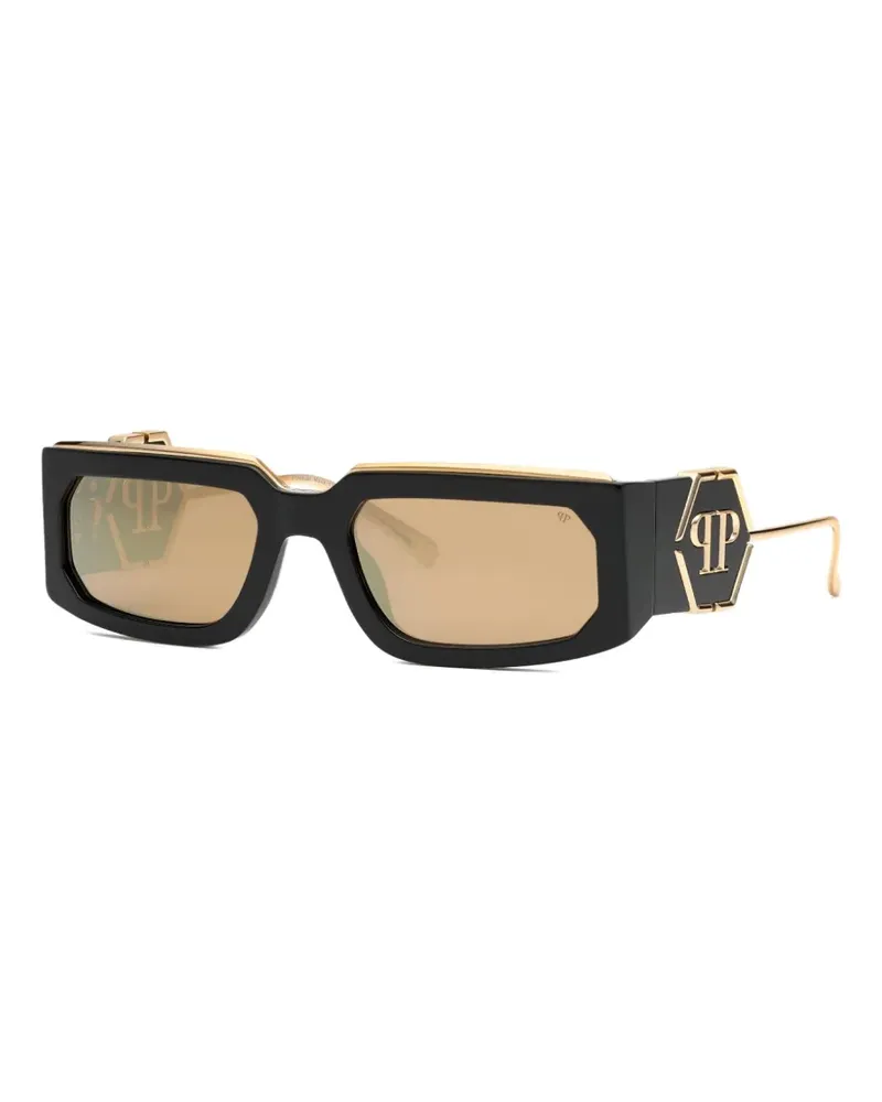 Philipp Plein Sonnenbrille mit eckigem Gestell - Schwarz Schwarz