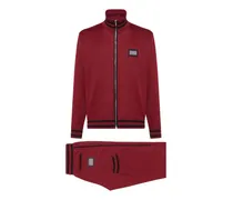 Gerippter Jogginganzug mit Streifen - Rot