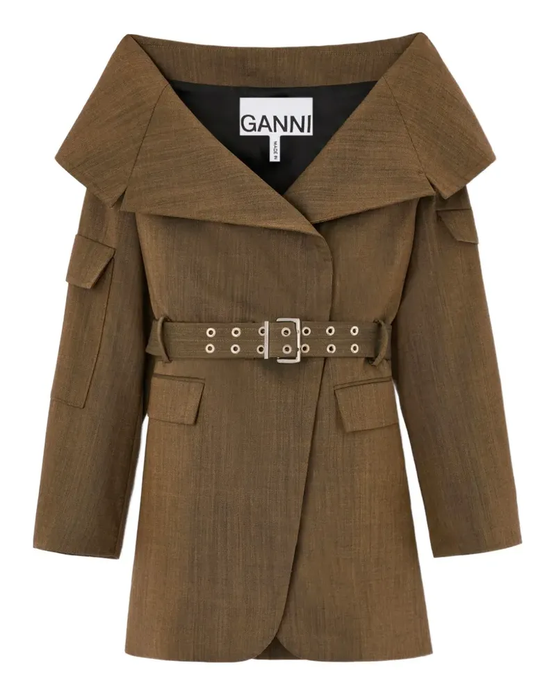 Ganni Jacke mit Gürtel - Braun Braun