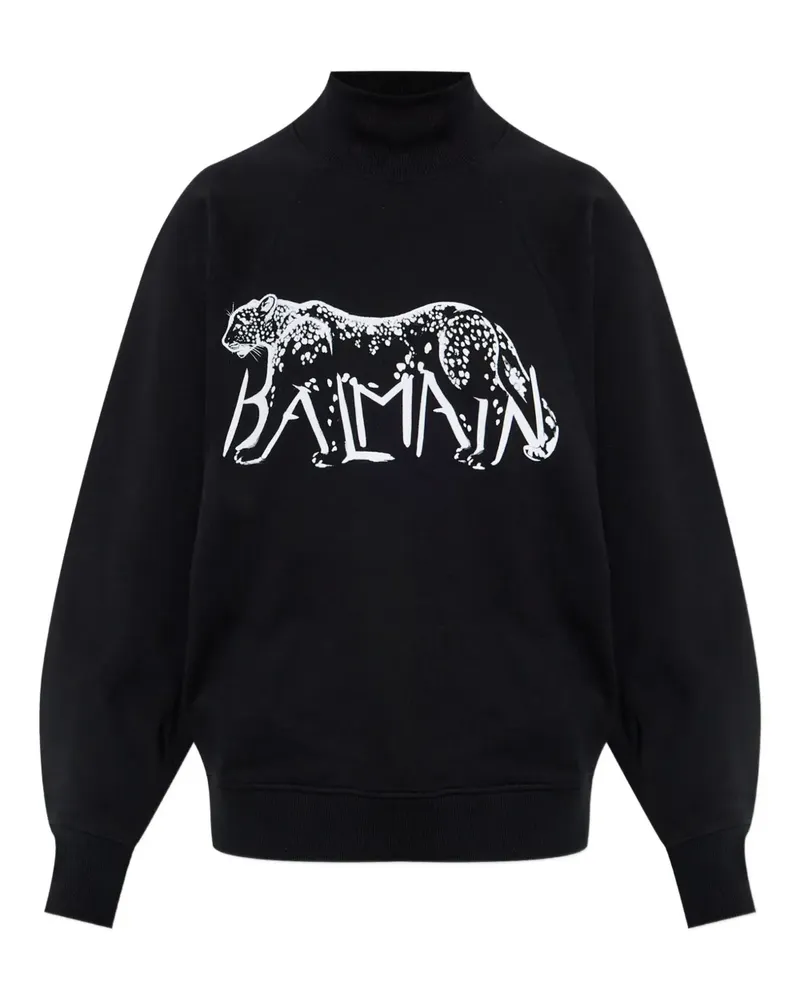 Balmain graphic-print turtleneck sweater - Schwarz Schwarz