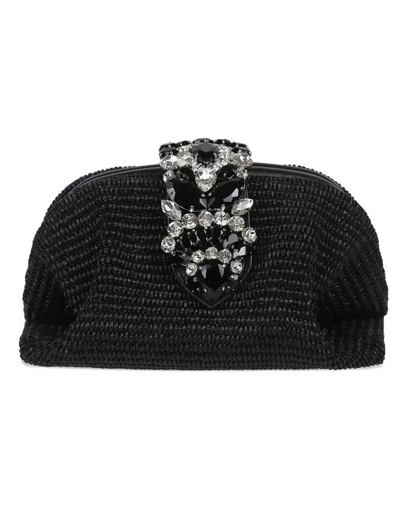 GEDEBE crystal-embellished woven clutch bag - Schwarz Schwarz