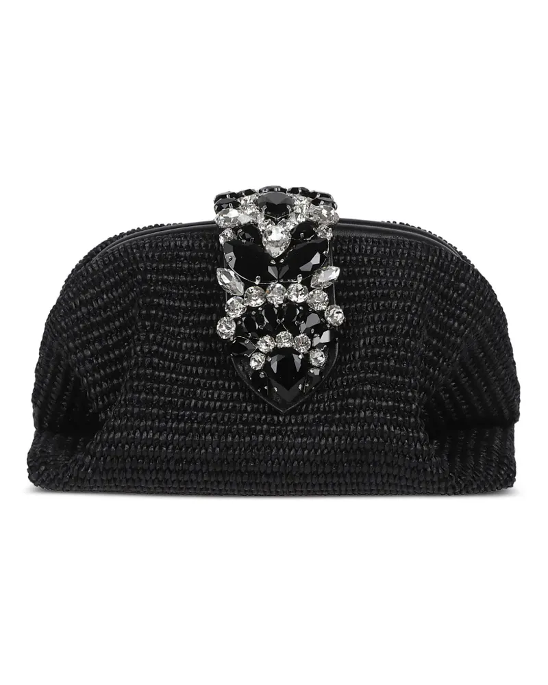 GEDEBE crystal-embellished woven clutch bag - Schwarz Schwarz
