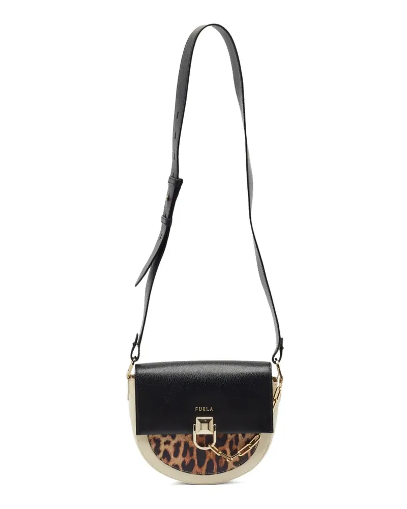 Furla Miss Mimi Umhängetasche mit Leopardenprint - Schwarz Schwarz