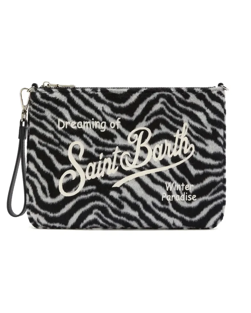 MC2 Saint Barth Bestickte Schultertasche mit Zebramuster - Schwarz Schwarz