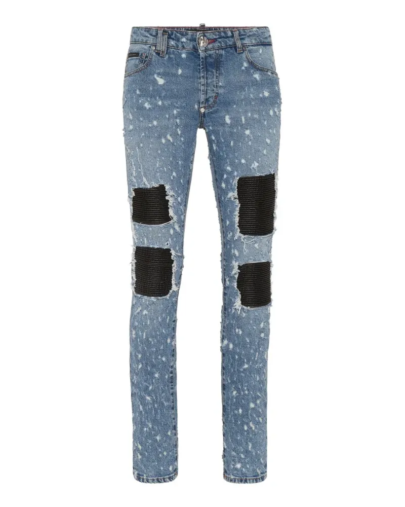 Philipp Plein Slim-Fit-Jeans im Distressed-Look - Blau Blau