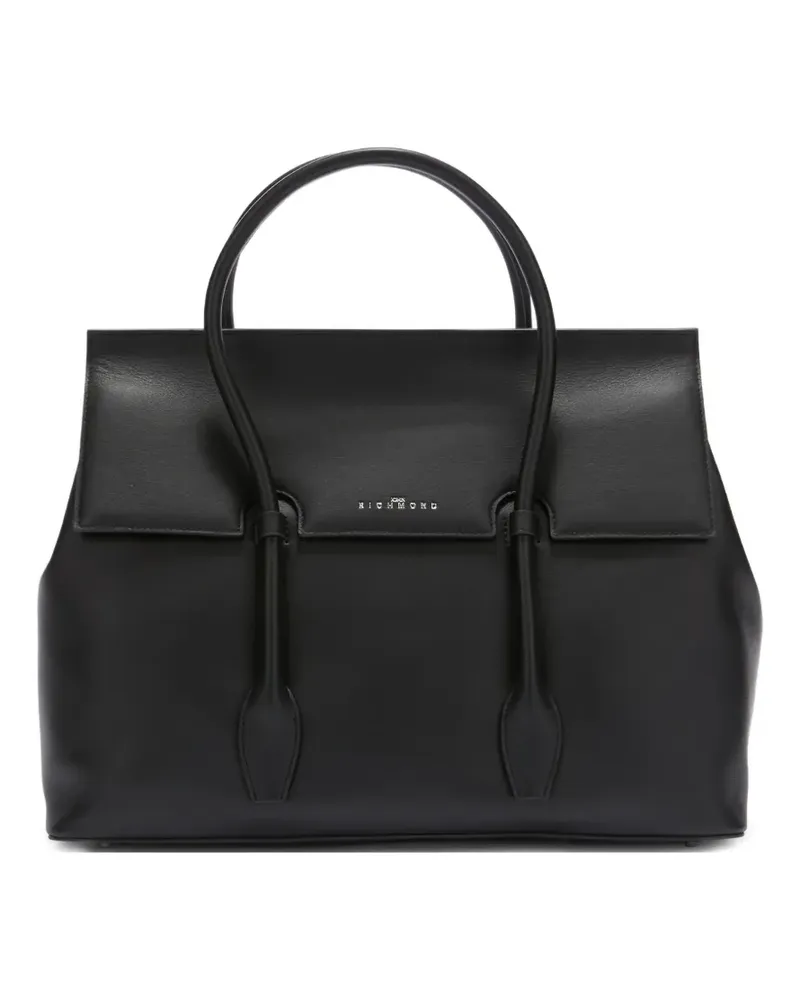 John Richmond Tote Bag mit gerolltem Henkel - Schwarz Schwarz